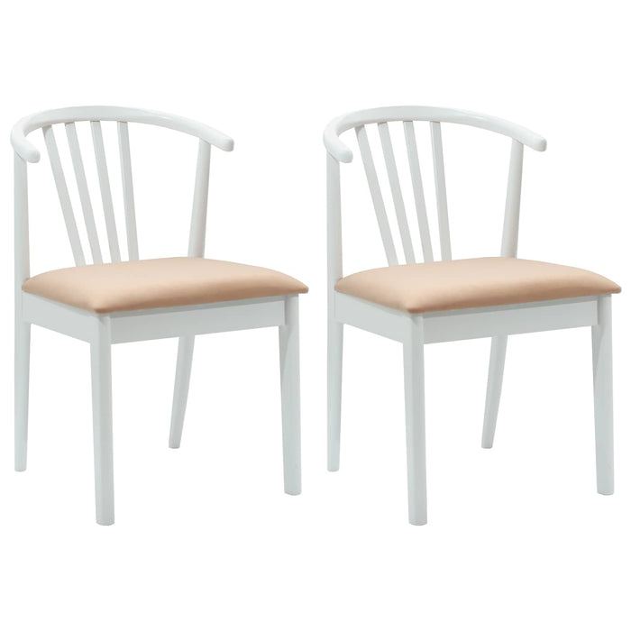 Scaun de sufragerie 2 pcs Alb și maro Lemn de cauciuc solid - WALTI WALTI