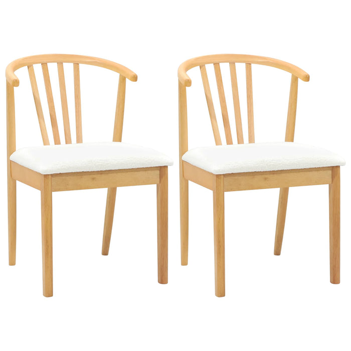 Scaun de sufragerie 2 pcs Natural și Alb Lemn de cauciuc solid - WALTI WALTI