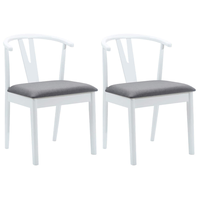 Scaun de sufragerie 2 pcs Alb și gri Lemn Solid de Cauciuc - WALTI WALTI