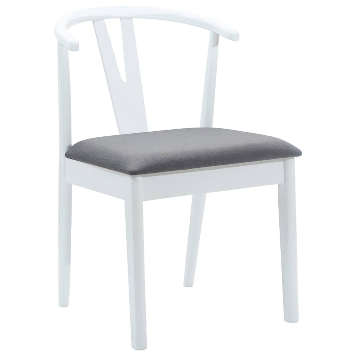 Scaun de sufragerie 2 pcs Alb și gri Lemn Solid de Cauciuc - WALTI WALTI