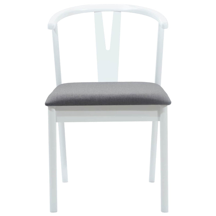 Scaun de sufragerie 2 pcs Alb și gri Lemn Solid de Cauciuc - WALTI WALTI
