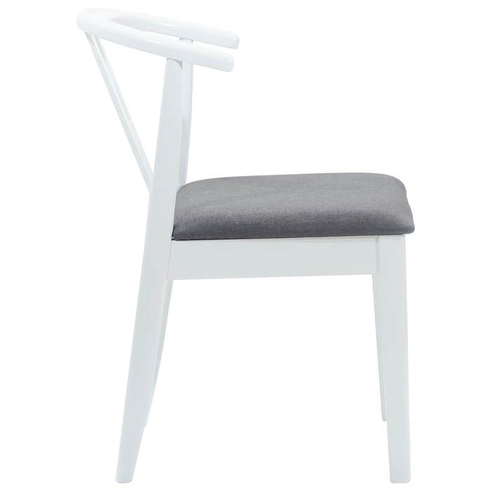 Scaun de sufragerie 2 pcs Alb și gri Lemn Solid de Cauciuc - WALTI WALTI