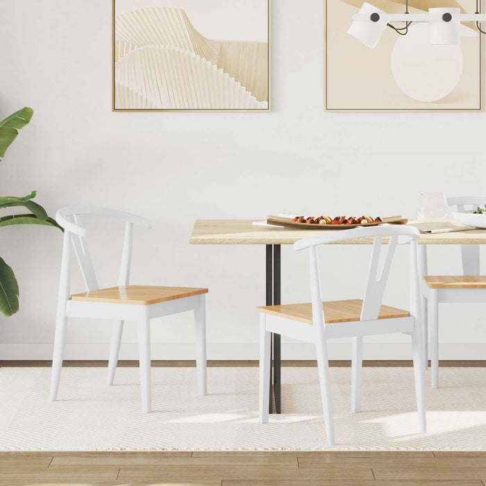 Scaun de sufragerie 2 pcs Alb și Natural Lemn Solid de Cauciuc - WALTI WALTI