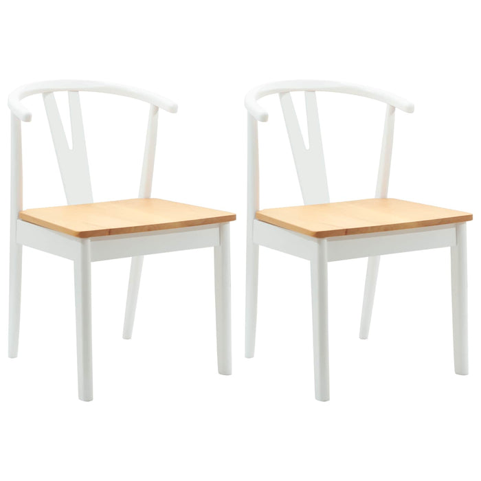 Scaun de sufragerie 2 pcs Alb și Natural Lemn Solid de Cauciuc - WALTI WALTI