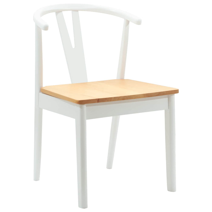 Scaun de sufragerie 2 pcs Alb și Natural Lemn Solid de Cauciuc - WALTI WALTI