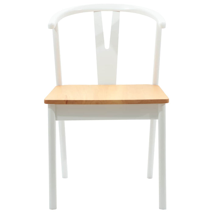 Scaun de sufragerie 2 pcs Alb și Natural Lemn Solid de Cauciuc - WALTI WALTI