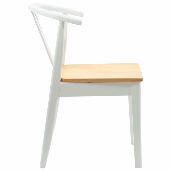 Scaun de sufragerie 2 pcs Alb și Natural Lemn Solid de Cauciuc - WALTI WALTI