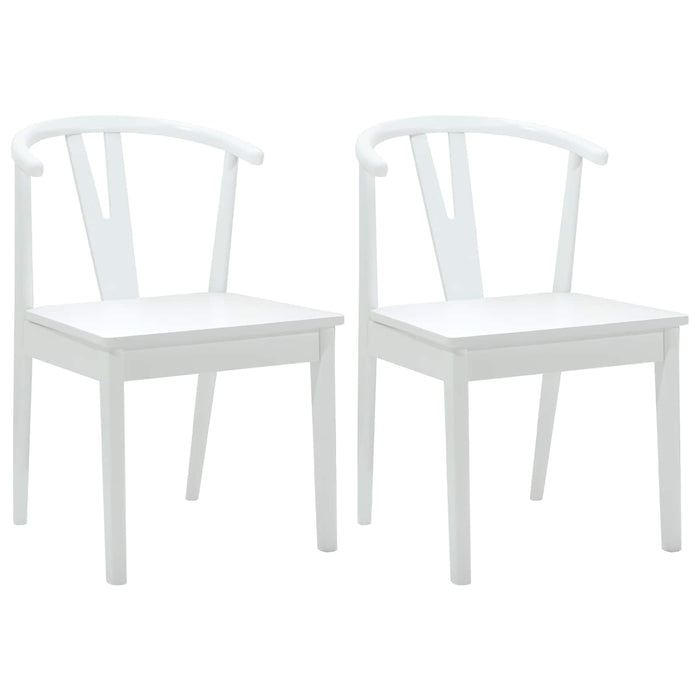 Scaun de sufragerie 2 pcs Alb și Alb Lemn Solid de Cauciuc - WALTI WALTI