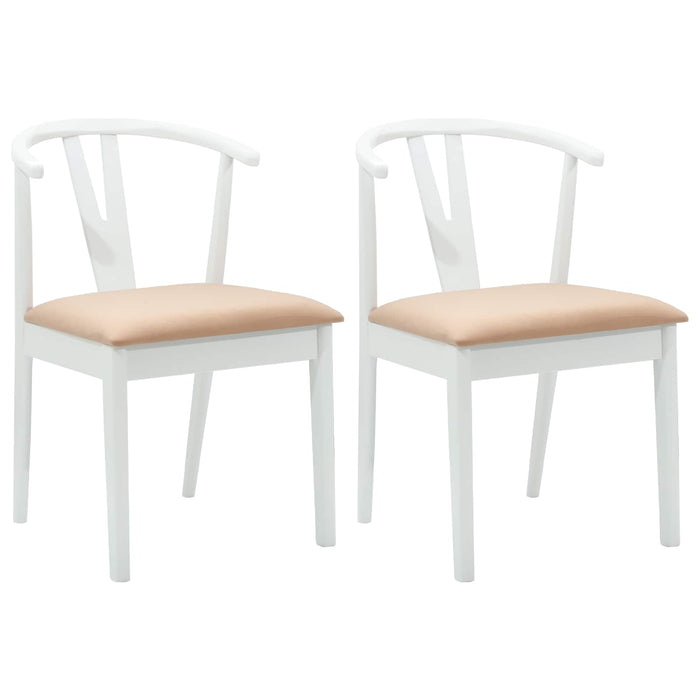 Scaun de sufragerie 2 pcs Alb și maro Lemn Solid de Cauciuc - WALTI WALTI