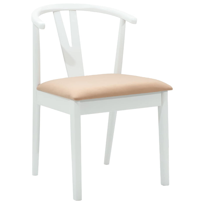 Scaun de sufragerie 2 pcs Alb și maro Lemn Solid de Cauciuc - WALTI WALTI