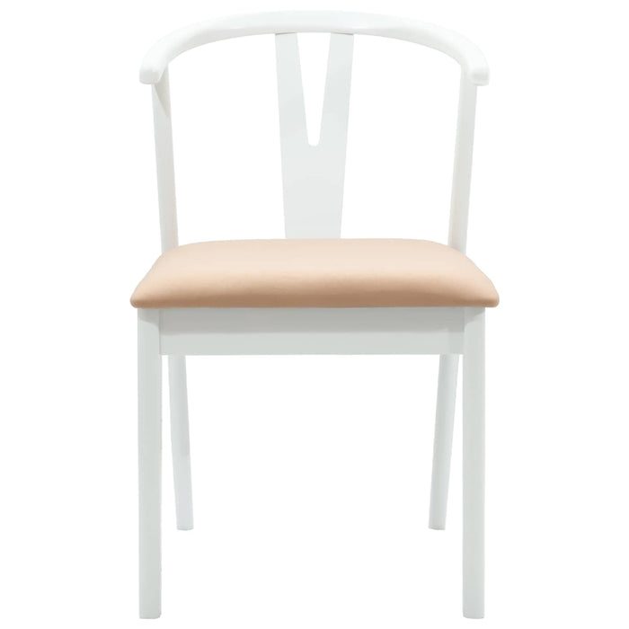 Scaun de sufragerie 2 pcs Alb și maro Lemn Solid de Cauciuc - WALTI WALTI