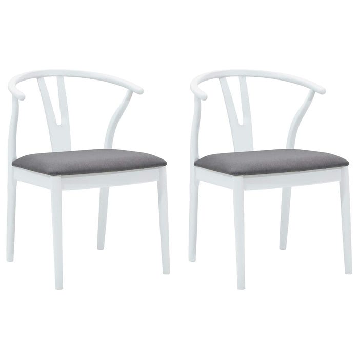 Scaun de sufragerie 2 pcs Alb și gri Lemn Solid de Cauciuc - WALTI WALTI