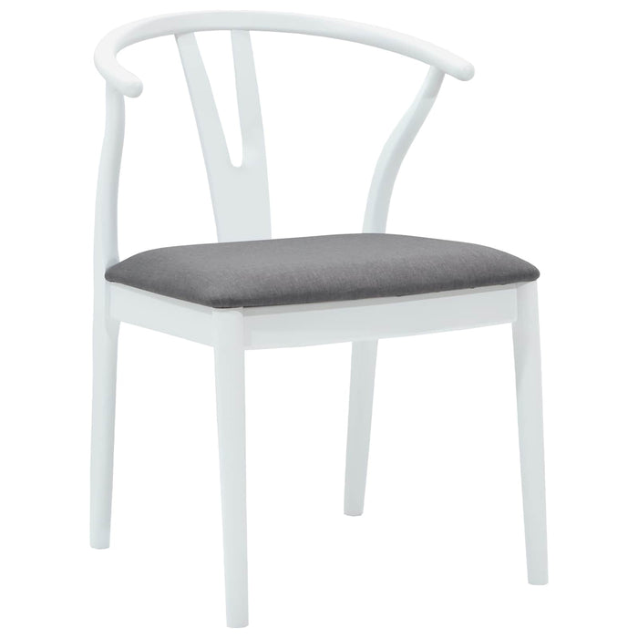 Scaun de sufragerie 2 pcs Alb și gri Lemn Solid de Cauciuc - WALTI WALTI