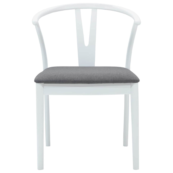 Scaun de sufragerie 2 pcs Alb și gri Lemn Solid de Cauciuc - WALTI WALTI