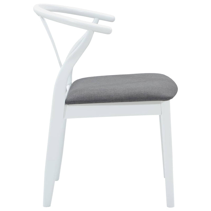 Scaun de sufragerie 2 pcs Alb și gri Lemn Solid de Cauciuc - WALTI WALTI