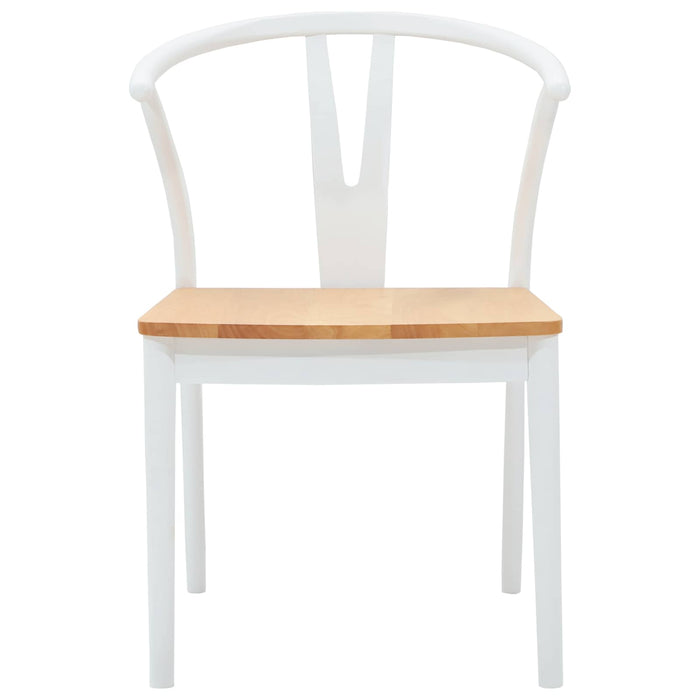 Scaun de sufragerie 2 pcs Alb și Natural Lemn Solid de Cauciuc - WALTI WALTI