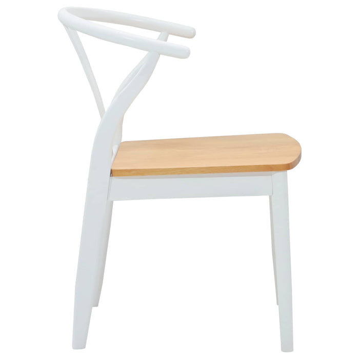 Scaun de sufragerie 2 pcs Alb și Natural Lemn Solid de Cauciuc - WALTI WALTI