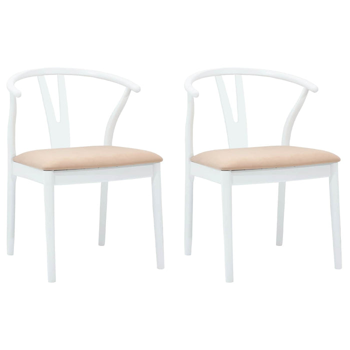 Scaun de sufragerie 2 pcs Alb și maro Lemn Solid de Cauciuc - WALTI WALTI