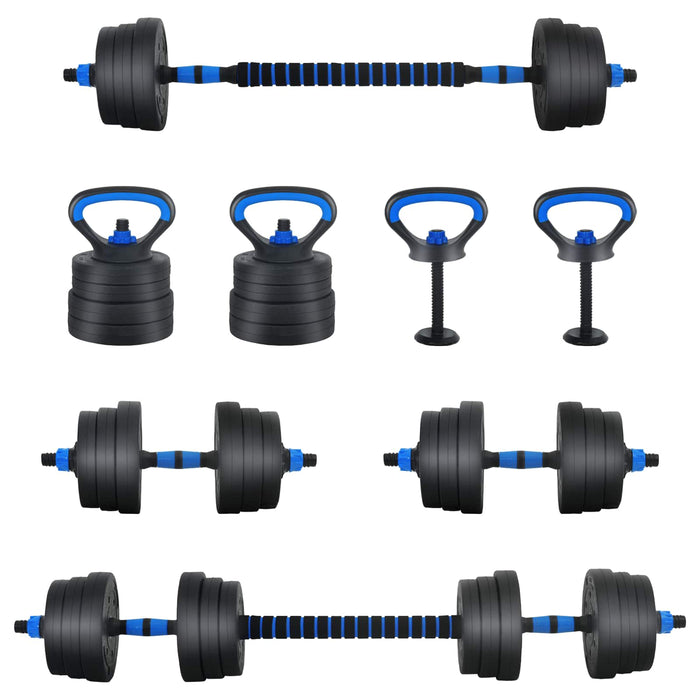 Set de Haltere 4 în 1 Negru și Albastru 121 x 19,5 x 19,5 cm - WALTI WALTI