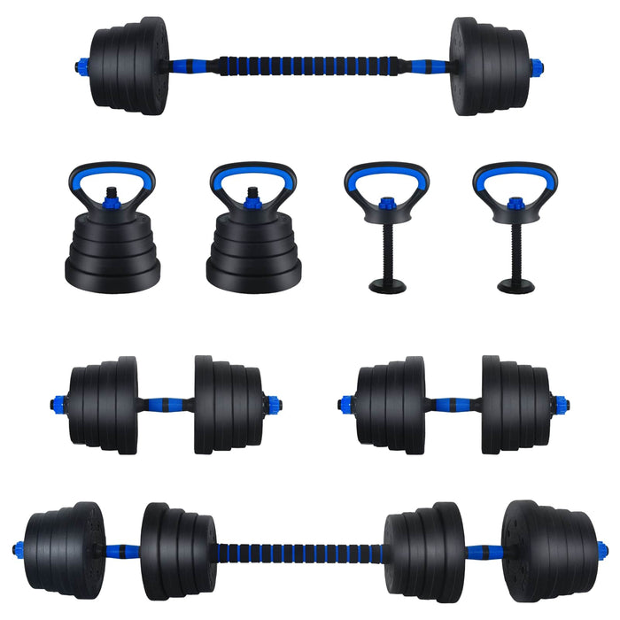 Set de Haltere 4 în 1 Negru și Albastru 121 x 19,5 x 19,5 cm - WALTI WALTI