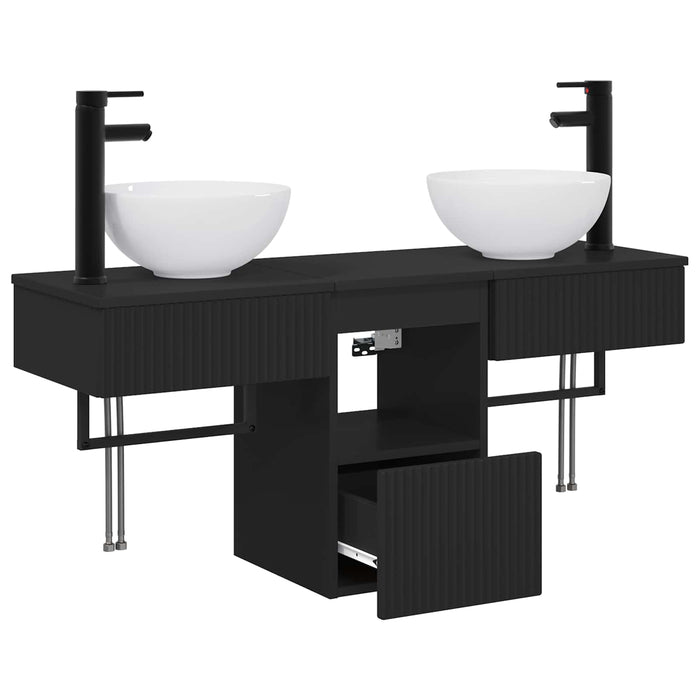 Set de mobilier pentru baie 3 buc. Negru Lemn prelucrat WALTI