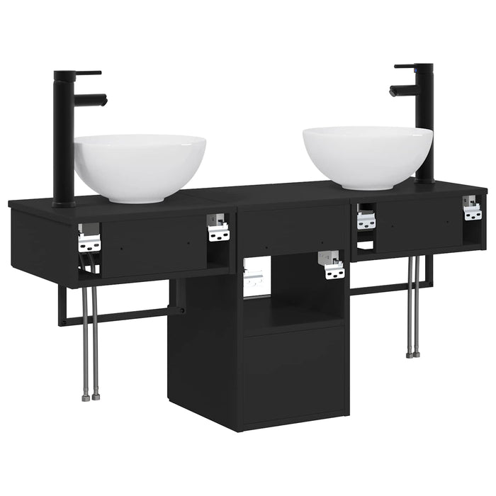 Set de mobilier pentru baie 3 buc. Negru Lemn prelucrat WALTI