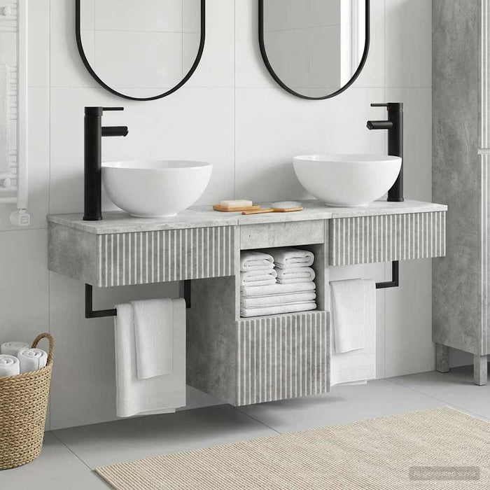 Set de mobilier pentru baie 3 buc. Gri Beton Lemn prelucrat WALTI