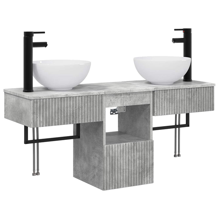 Set de mobilier pentru baie 3 buc. Gri Beton Lemn prelucrat WALTI