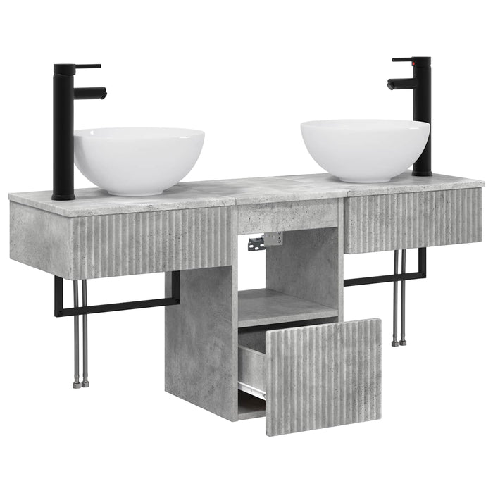 Set de mobilier pentru baie 3 buc. Gri Beton Lemn prelucrat WALTI