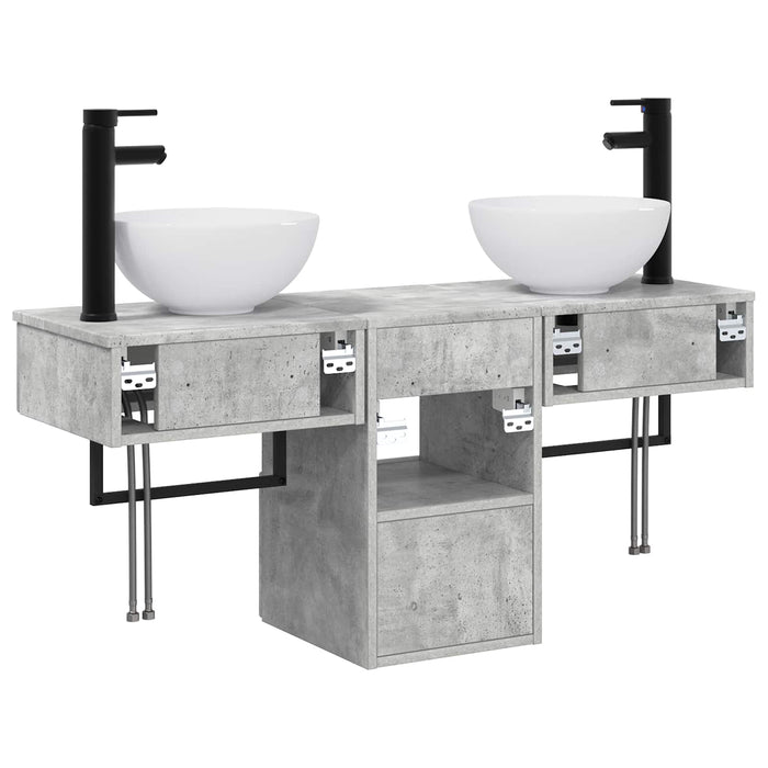 Set de mobilier pentru baie 3 buc. Gri Beton Lemn prelucrat WALTI