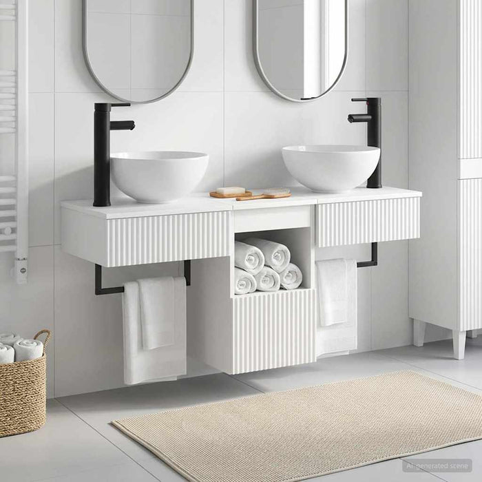 Set de mobilier pentru baie 3 buc. Alb foarte lucios WALTI