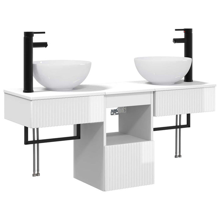 Set de mobilier pentru baie 3 buc. Alb foarte lucios WALTI