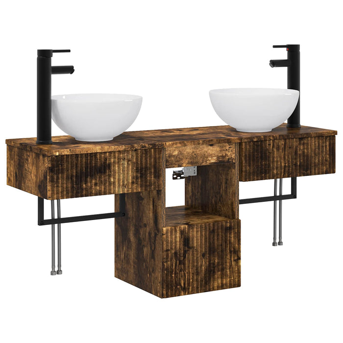 Set de mobilier pentru baie 3 buc. Stejar fumuriu WALTI