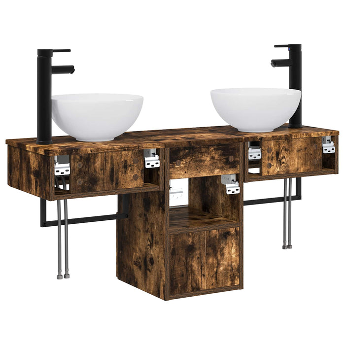 Set de mobilier pentru baie 3 buc. Stejar fumuriu WALTI