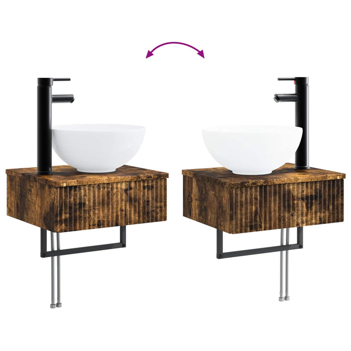 Set de mobilier pentru baie 3 buc. Stejar fumuriu WALTI