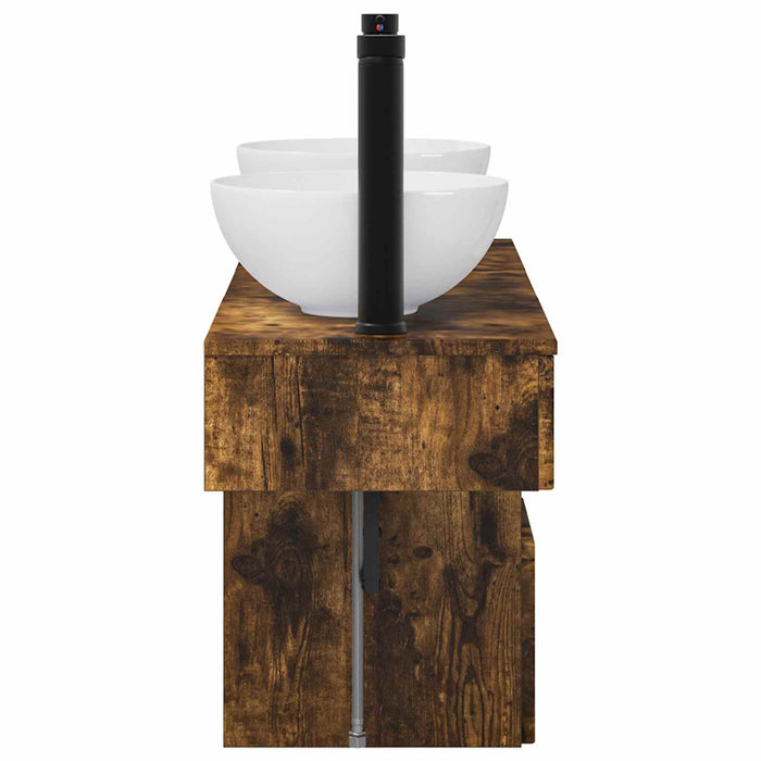 Set de mobilier pentru baie 3 buc. Stejar fumuriu WALTI