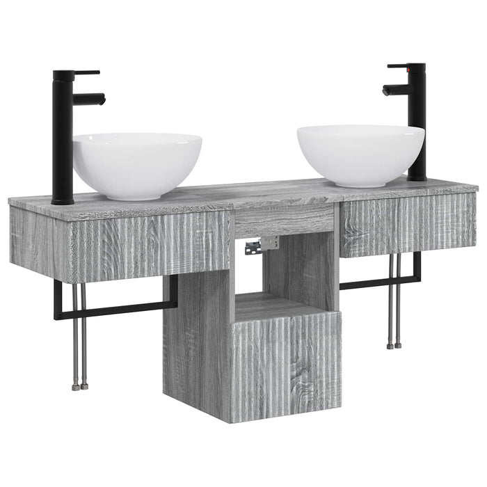 Set de mobilier pentru baie 3 buc. Sonoma gri Lemn prelucrat WALTI