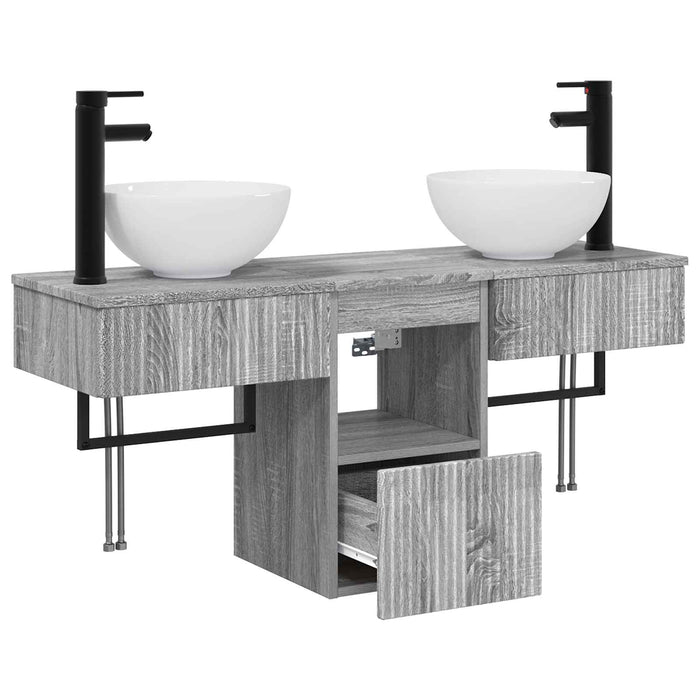 Set de mobilier pentru baie 3 buc. Sonoma gri Lemn prelucrat WALTI