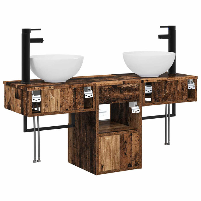 Set de mobilier pentru baie 3 buc. Lemn vechi Lemn prelucrat WALTI