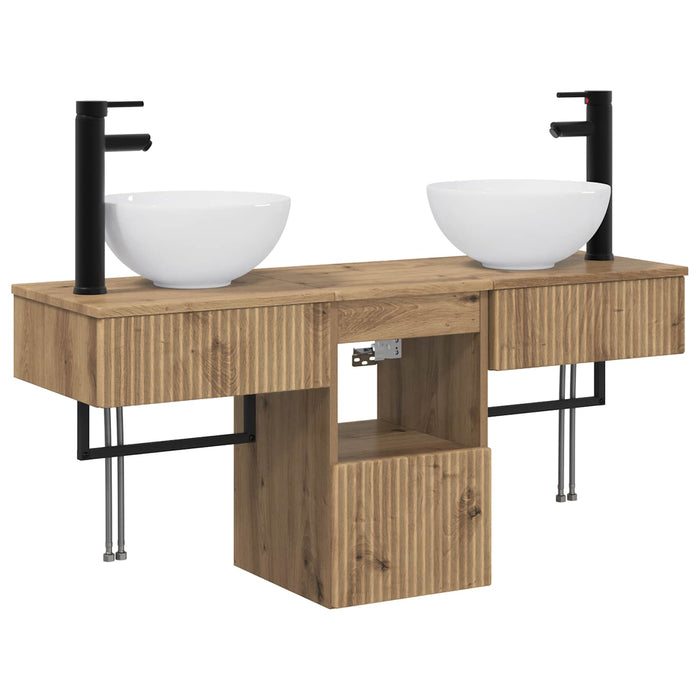 Set de mobilier pentru baie 3 buc. Stejar Artizanal WALTI