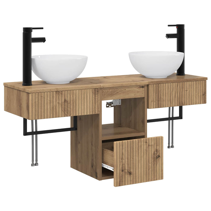 Set de mobilier pentru baie 3 buc. Stejar Artizanal WALTI