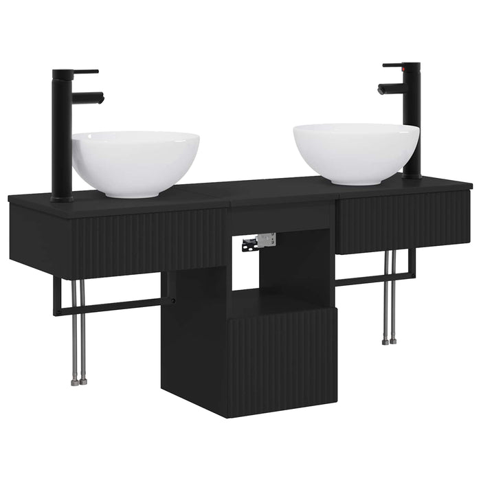 Set de mobilier pentru baie 3 buc. Negru Lemn prelucrat WALTI