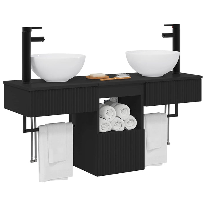 Set de mobilier pentru baie 3 buc. Negru Lemn prelucrat WALTI