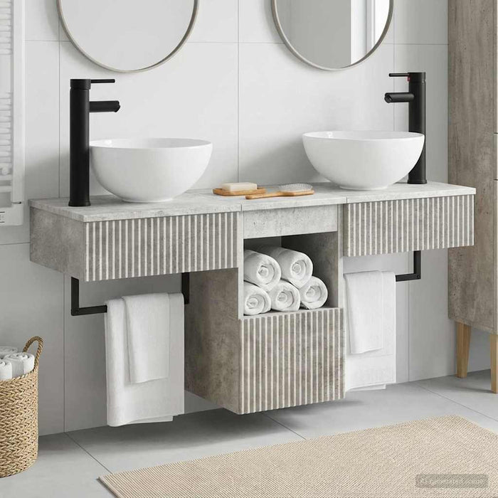 Set de mobilier pentru baie 3 buc. Gri Beton Lemn prelucrat WALTI