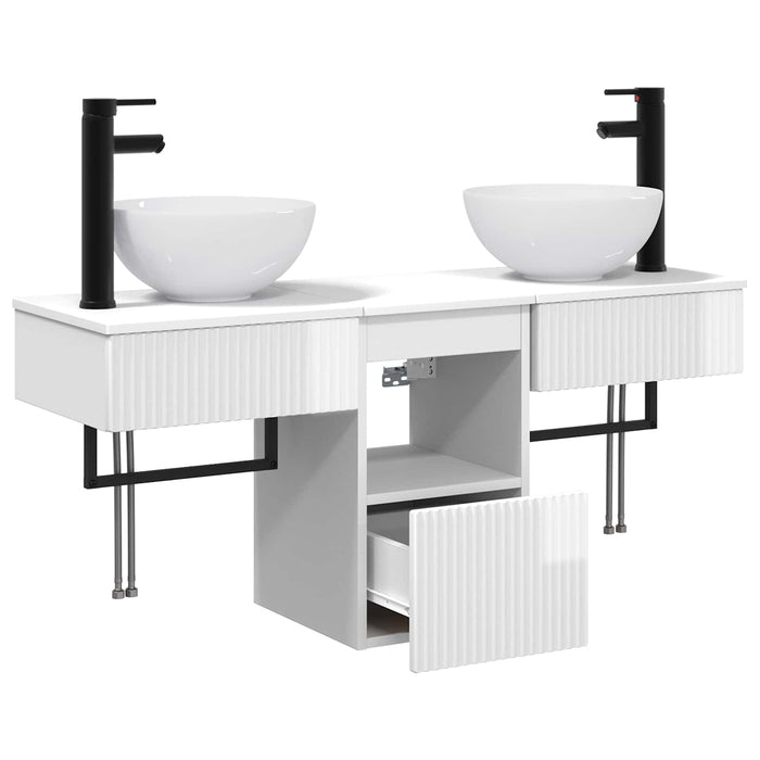 Set de mobilier pentru baie 3 buc. Alb foarte lucios WALTI