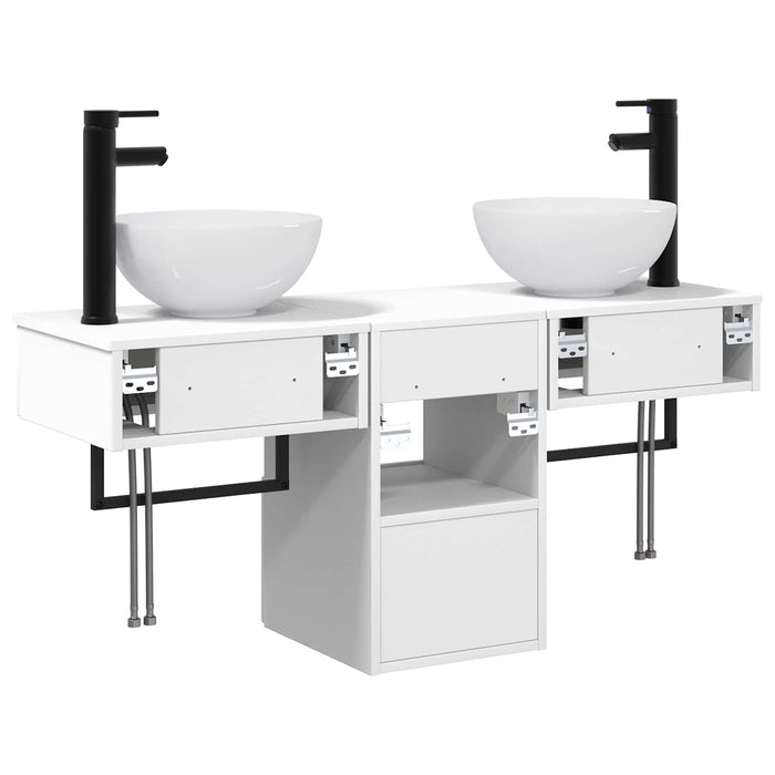 Set de mobilier pentru baie 3 buc. Alb foarte lucios WALTI