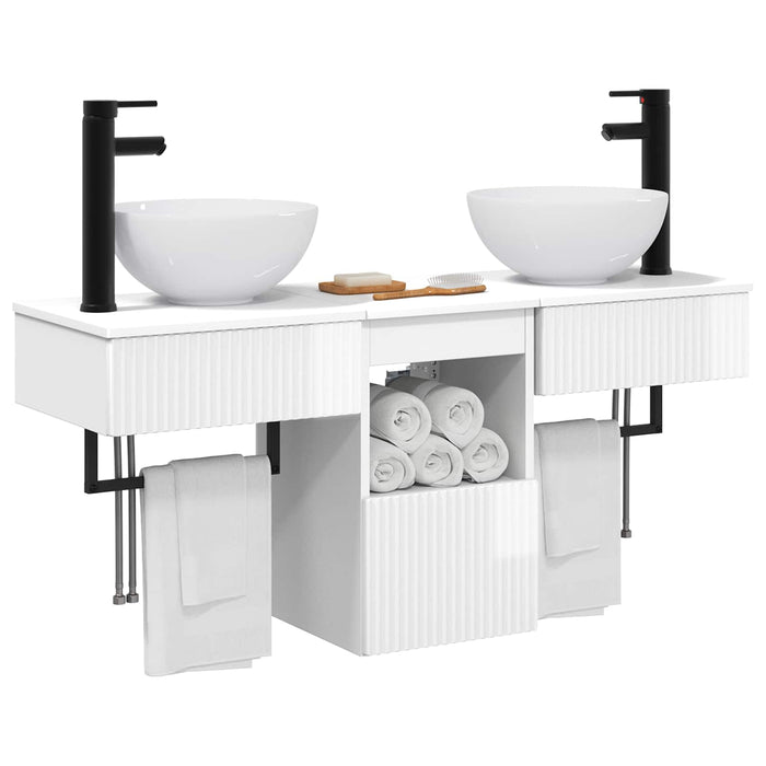 Set de mobilier pentru baie 3 buc. Alb foarte lucios WALTI
