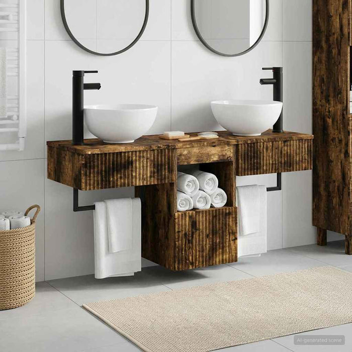 Set de mobilier pentru baie 3 buc. Stejar fumuriu WALTI