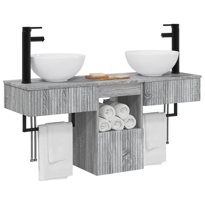 Set de mobilier pentru baie 3 buc. Sonoma gri Lemn prelucrat WALTI