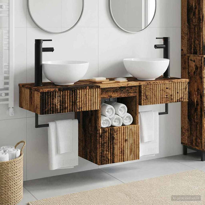 Set de mobilier pentru baie 3 buc. Lemn vechi Lemn prelucrat WALTI